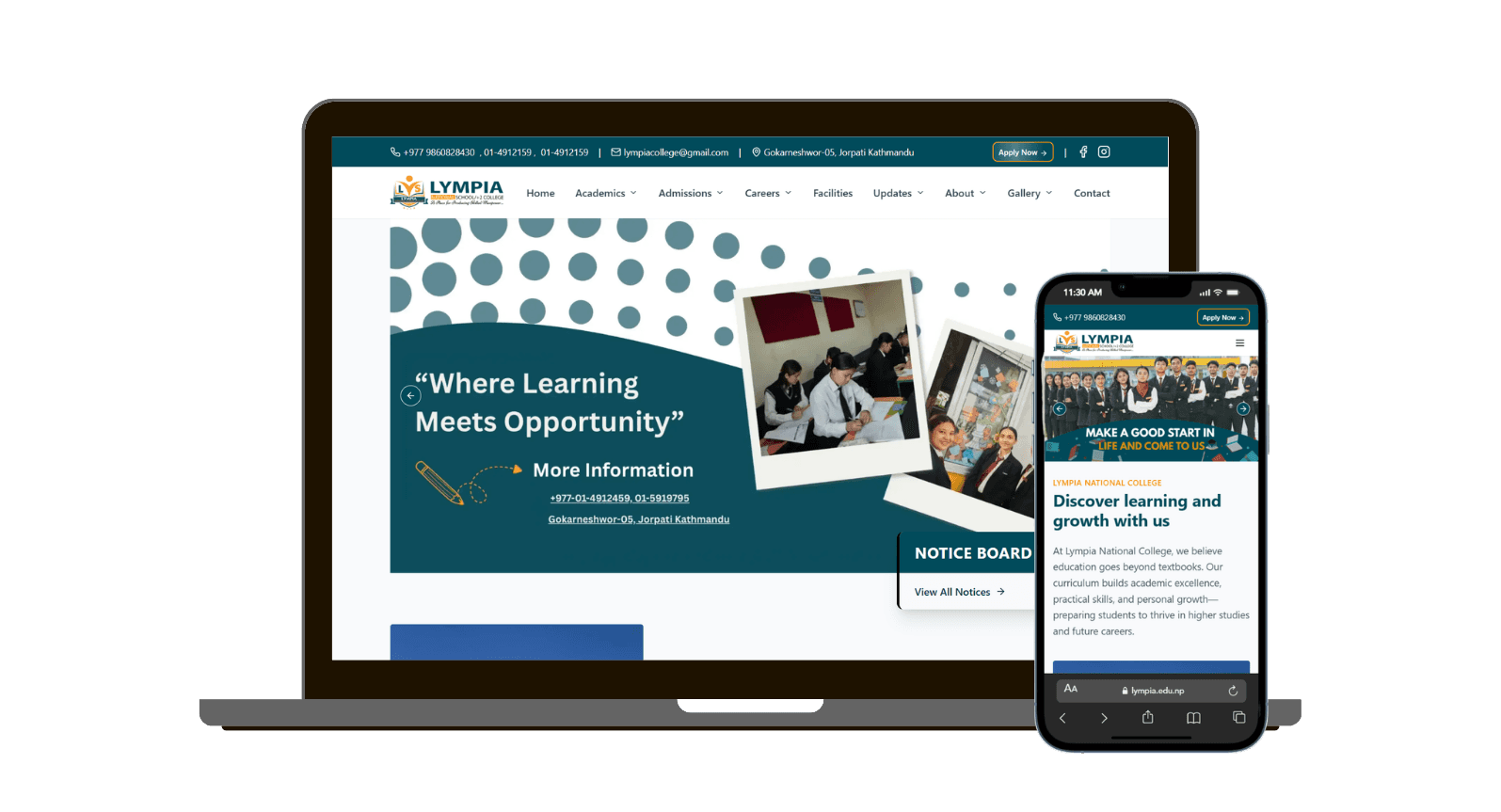 Lympia National College - Dynamic Website project showcase