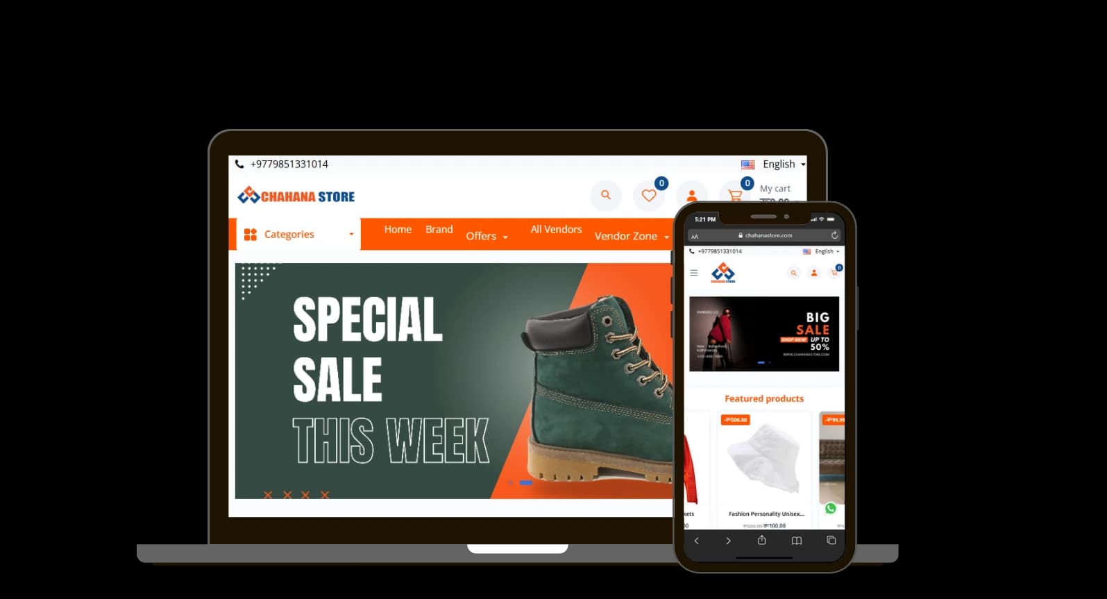 Chahana Store - Multi-Vendor Ecommerce Website & Mobile App project showcase