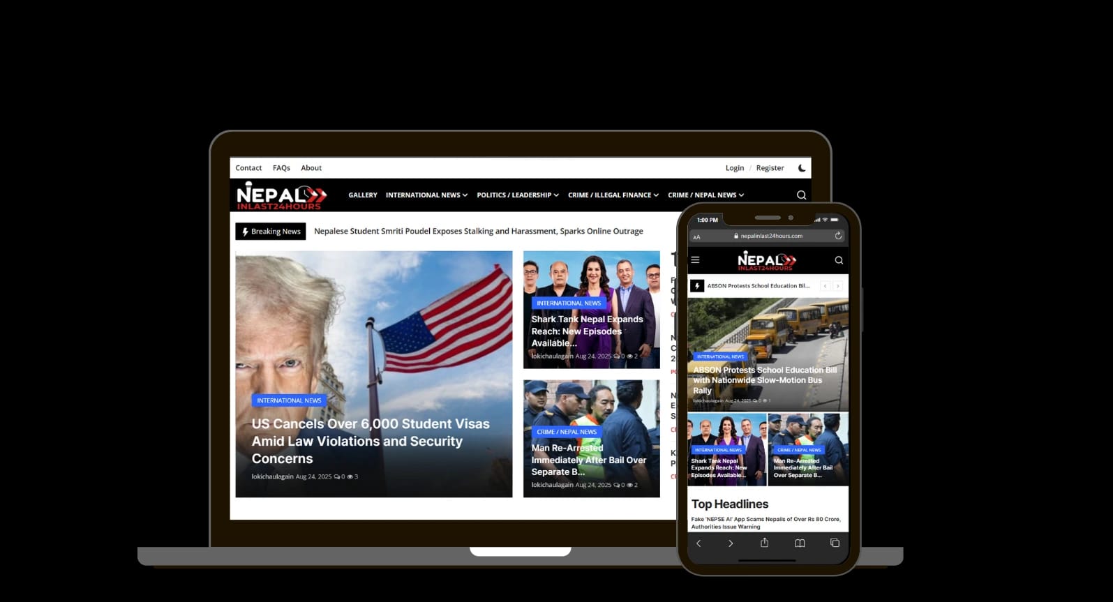 Nepal in Last 24 Hours - News Portal with CMS project showcase