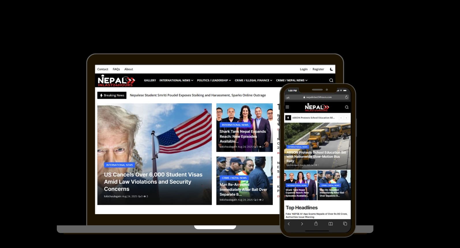 Nepal in Last 24 Hours - News Portal with CMS project showcase